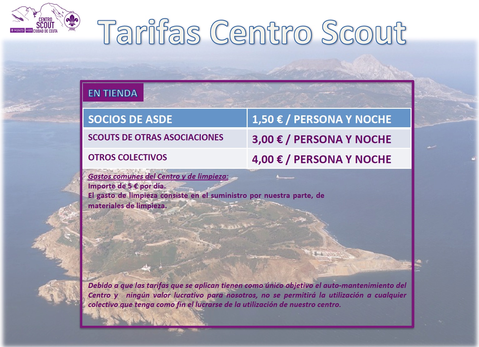 tarifa centro scout web